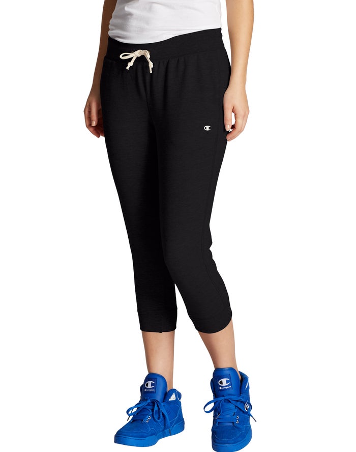 Champion Dame Leggings Sort - French Terry - Danmark QYL-268973